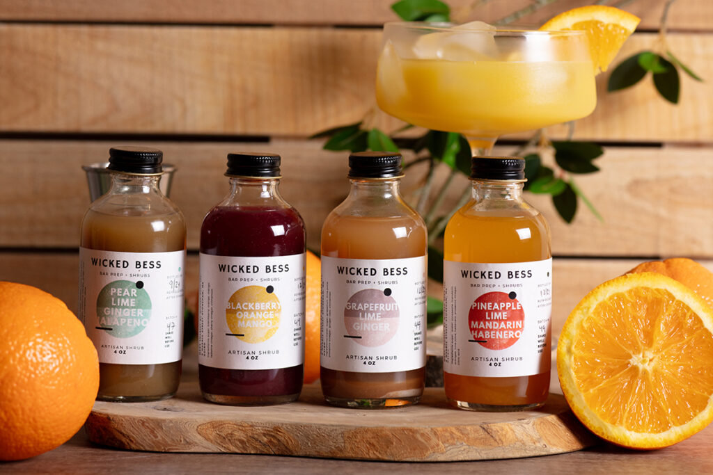 Wicked Bess product photography Small bottle Cocktalis product photography by Atlanta photographer Natalia Tamariz, showcasing vibrant, high-quality images for small brands.